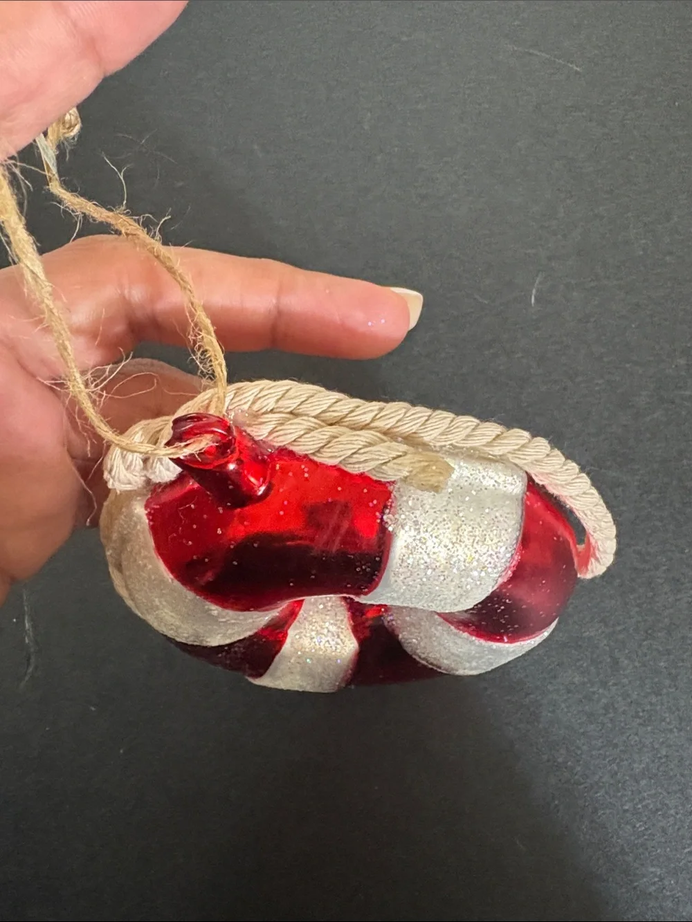 Pottery Barn Glass Lifesaver Ornament Beach-Life Nautical Theme